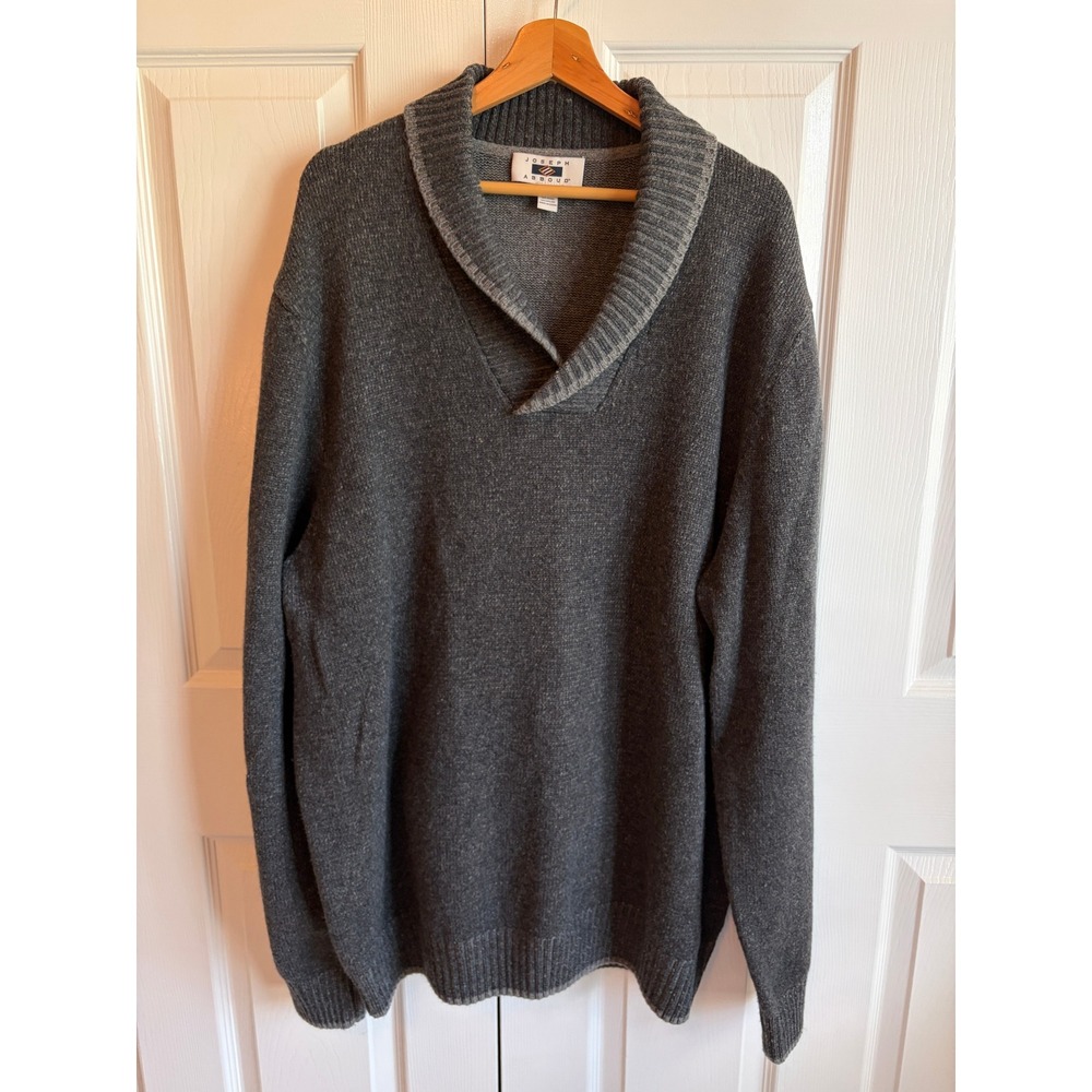 Joseph Abboud Mens 4XLT Wool Blend Shawl Collar Sweater Gray Elbow Patch Tall